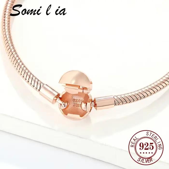 SOMILIA-Bracelet en argent sterling 100% 925 avec perles rondes classiques en forme de serpent pour femme, bijou exquis, cadeau de tempérament raffiné