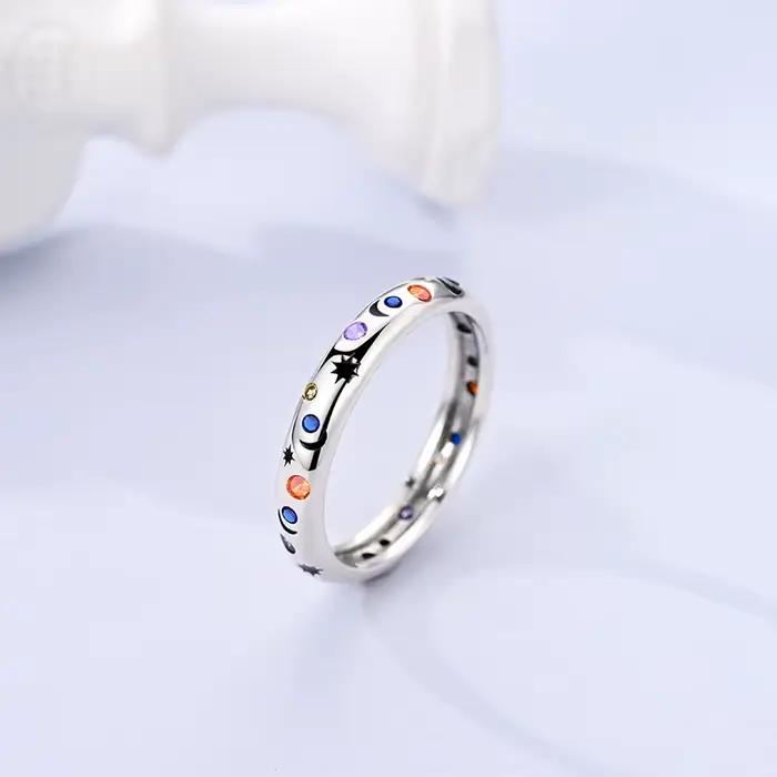 Bagues originales en Zirconium pour femmes, bijoux de fiançailles, cadeau d'anniversaire, soleil et lune