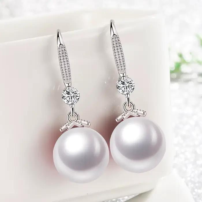 Boucles d'oreilles en argent Sterling 925, fleur en perles d'eau douce pour femmes, bijoux de luxe pour mariage, accessoires féminins élégants, cadeau à la mode