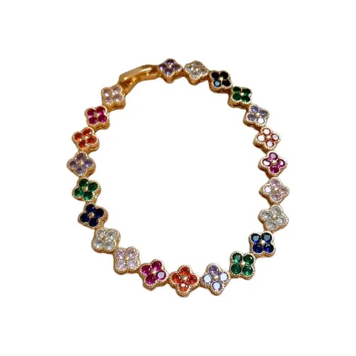 Bracelet à boucle de fleur en Zircon irrégulier, Bracelet haut de gamme de luxe léger, bijoux de mode européens et américains pour femmes