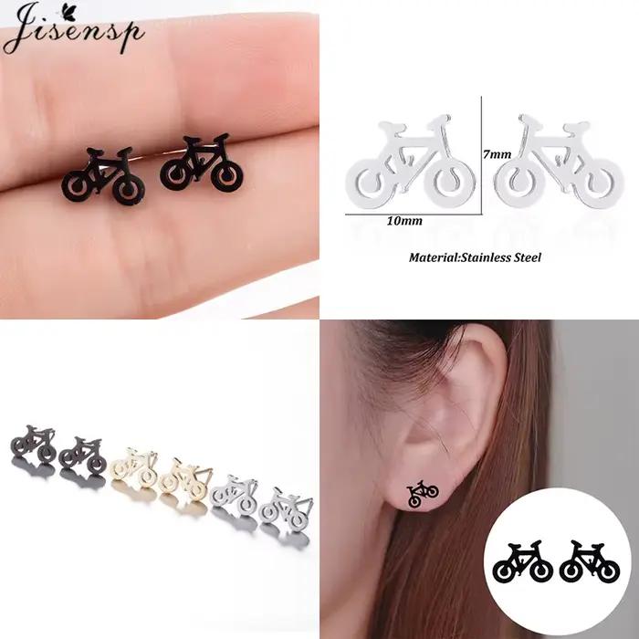 Jisensp – petites boucles d'oreilles en forme de cerf pour femmes et filles, bijoux en acier inoxydable, boucles d'oreilles mignonnes en forme de patte d'étoile, cadeau de noël