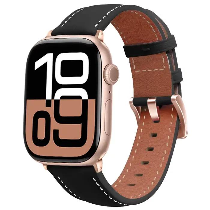 Bracelet en cuir pour homme, pour Apple IWatch série 11 10 9 8 7 6 5 4 SE 2 3, 38mm 40mm 41mm, accessoires de ceinture