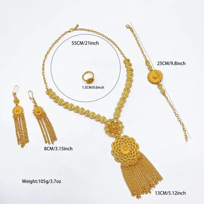 Parure de collier long à pampilles couleur or 24K indien, bijoux de luxe nigériens, éthiopiens, de Dubaï pour fêtes, mariages et mariées, vente en gros, cadeaux