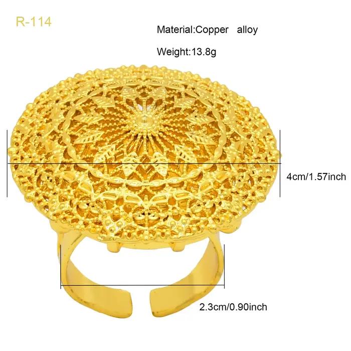 XUHUANG bijoux africains couleur or 24K grandes bagues pour femmes dubaï ethiopie luxe grand anneau adapté aux cadeaux de mariage et de fête