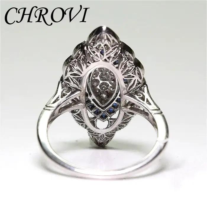 Bague en argent sterling 925 de style luxueux, avec saphir, bague de mode pour fête nuptiale