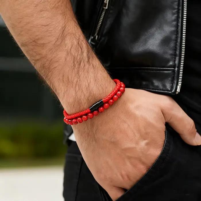 Hiphop hommes Bracelet ensemble 2 pièces 3 couleurs disponibles une Grade 4mm quille chaîne Braclet chanceux fil rouge Braslet Pulseras Tela Suerte
