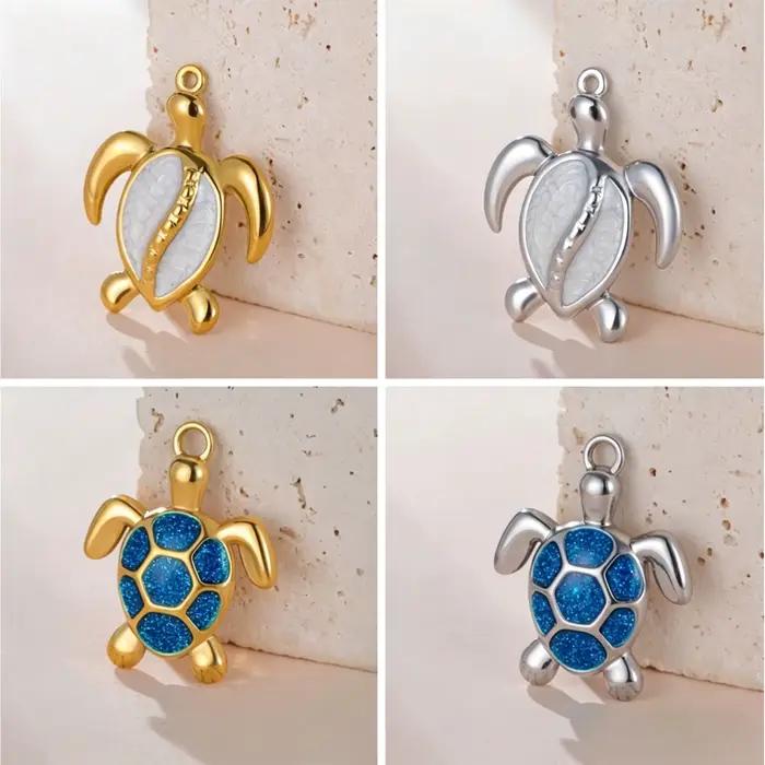 Teamer – breloques tortue de mer en émail, pendentif couleur or en acier inoxydable pour collier, Bracelet, bijoux, bricolage, vente en gros, nouveauté 2026