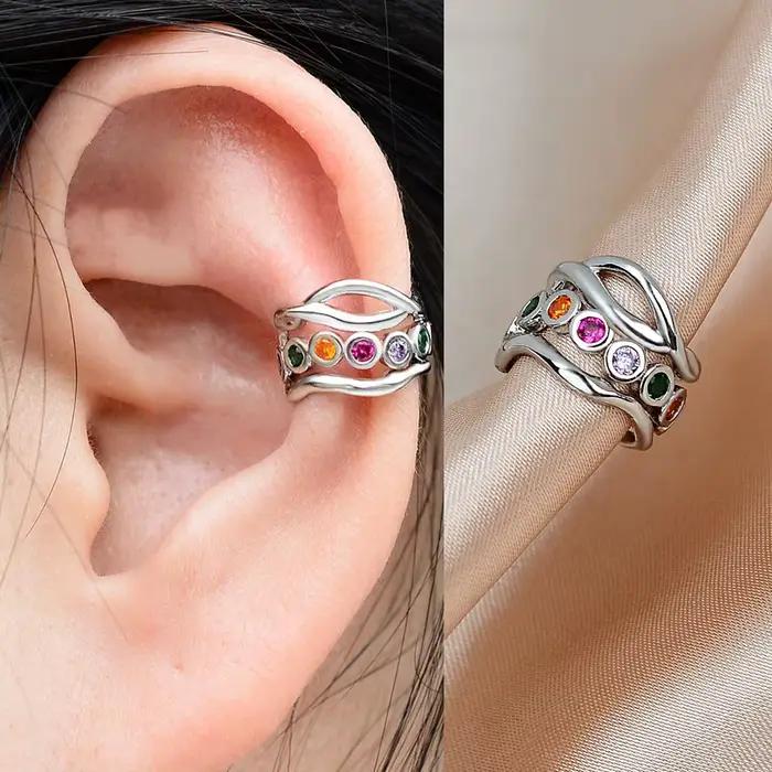 Boucle d'oreille à Clip en cristal CZ, 1 pièce, manchette d'oreille en feuille sans Piercing, Helix Cartilage, Clip d'oreille pour femmes et adolescentes, bijoux de fête