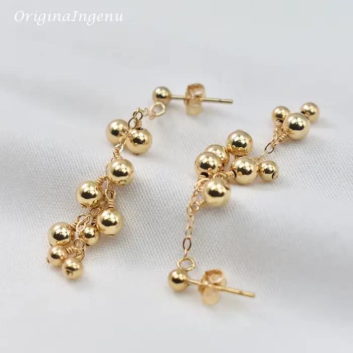Boucles d'oreilles en or 14 carats faites à la main pour femmes, bijoux Boho Oorbellen Brinco, bijoux fins vintage, boucles d'oreilles pendantes