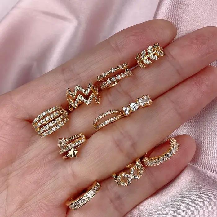 Boucles d'oreilles à Clip en forme de feuille de cristal CZ pour femmes, 1 pièce, sans Piercing, Punk, Vintage, étoile, manchette d'oreille, bijoux réglables