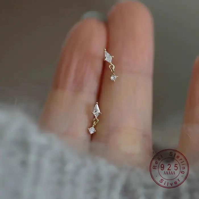 Boucles d'oreilles pendantes en argent 925 plaqué or 14K, motif cerf-volant, zircon cubique rond, bijoux délicats et miniatures pour femmes