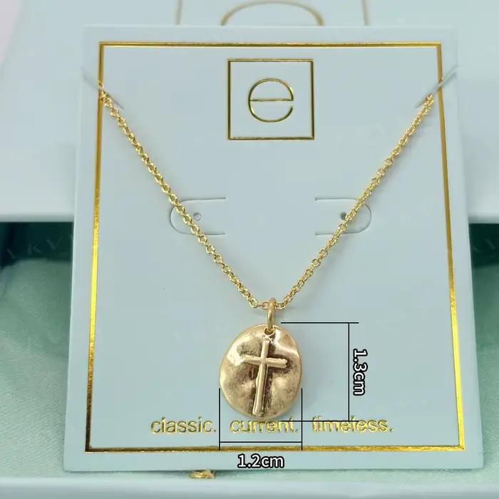 VKVVA bijoux de mode 16 pouces plaqué or classique croix argent plaqué pendentif collier pour les femmes cadeaux d'anniversaire, cadeau Unique
