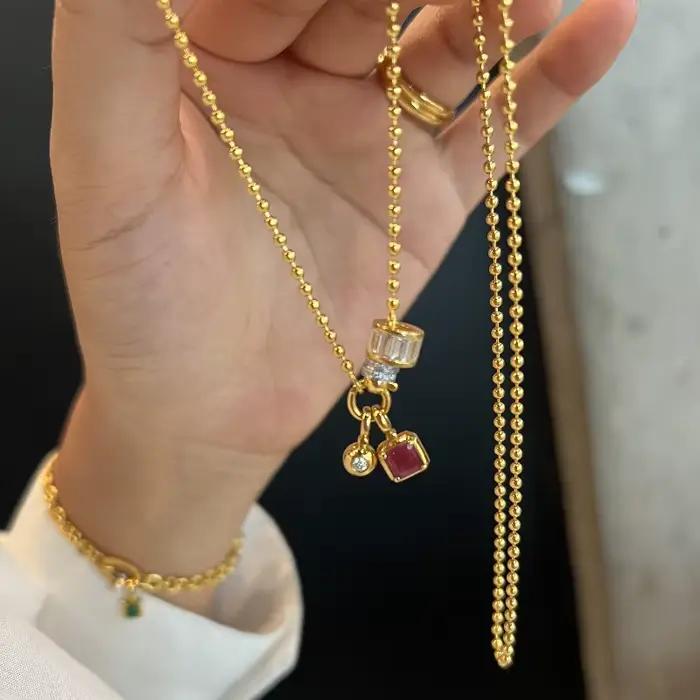 Collier en calcédoine verte de luxe, irrégulier, vintage, exquis, haute qualité, chaîne UR, bijoux créatifs