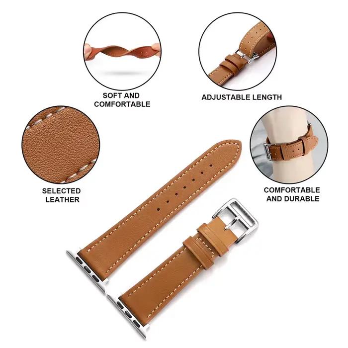 Bracelet en cuir pour bracelet de montre Apple 44mm 45mm 49mm 46mm 38mm 40mm 41 42mm bracelet d'affaires iWatch série Ultra 11 10 9 8 7 6 SE