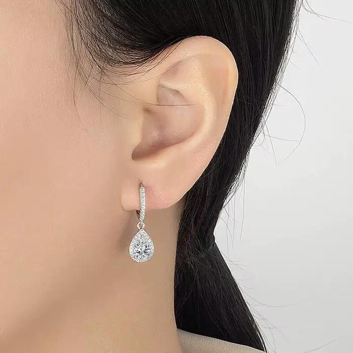 JoiasHome – boucles d'oreilles en Moissanite pour femmes, 1CT, en argent pur S925, diamants cultivés en laboratoire, bijoux de mariage élégants