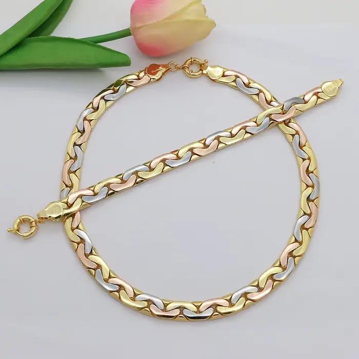 Ensemble de bijoux brésiliens plaqués or 18 carats, collier, Bracelet, boucles d'oreilles, couleur or de haute qualité, adaptés à un usage quotidien, Banquet