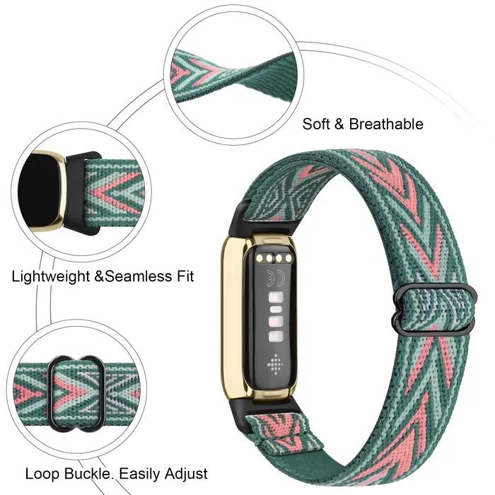 Bracelet artificiel astique de Remplacement Réglable pour Montre Connectée Fitbit Luxe, Accessoires, 2 Pièces/Lot