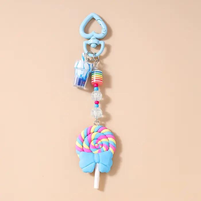 Joli porte-clés sucette en résine pour femmes et filles, pendentifs de jus, décor de sac à main, bricolage, bijoux cadeau pour enfants