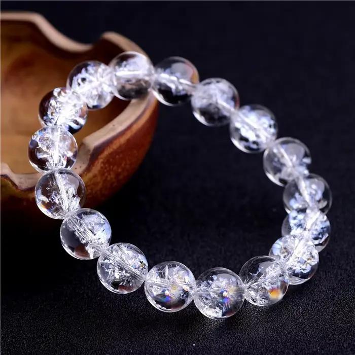 Himaleya – Bracelet en cristal de roche naturel pour femmes et hommes, cadeau Reiki, pierre porte-bonheur, perles rondes claires, bijoux AAAAA 8-20mm