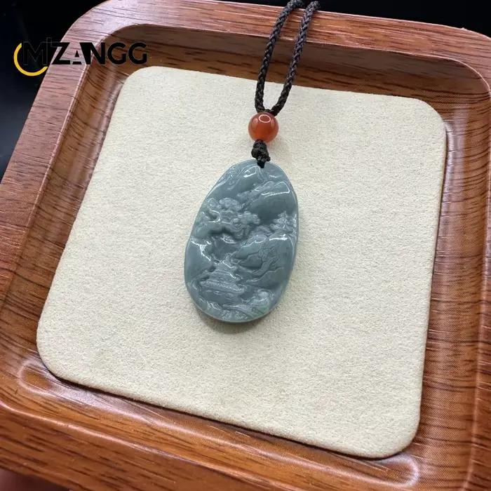Pendentif artisanal en jadéite naturelle, Conception artistique, Sculpture exquise, breloque à la mode, collier de bijoux pour hommes et femmes