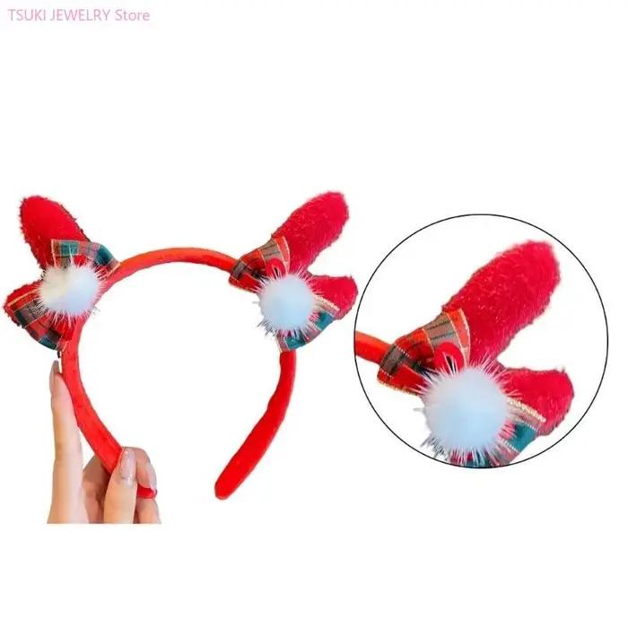 62KE – cerceau en forme bois renne pour séance photo, élastique pour cheveux, Costume fête Cosplay noël, couvre-chef