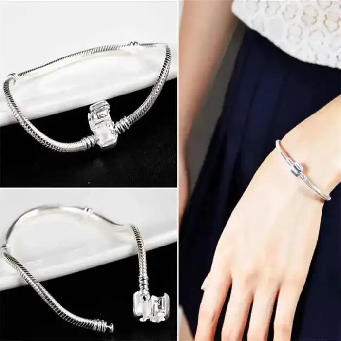 Bracelet Original en Argent Sterling 925 pour Femme, Breloques de Bricolage, Perles, Lien Salle, Bijoux de Poignet Classique, Célèbre Marque