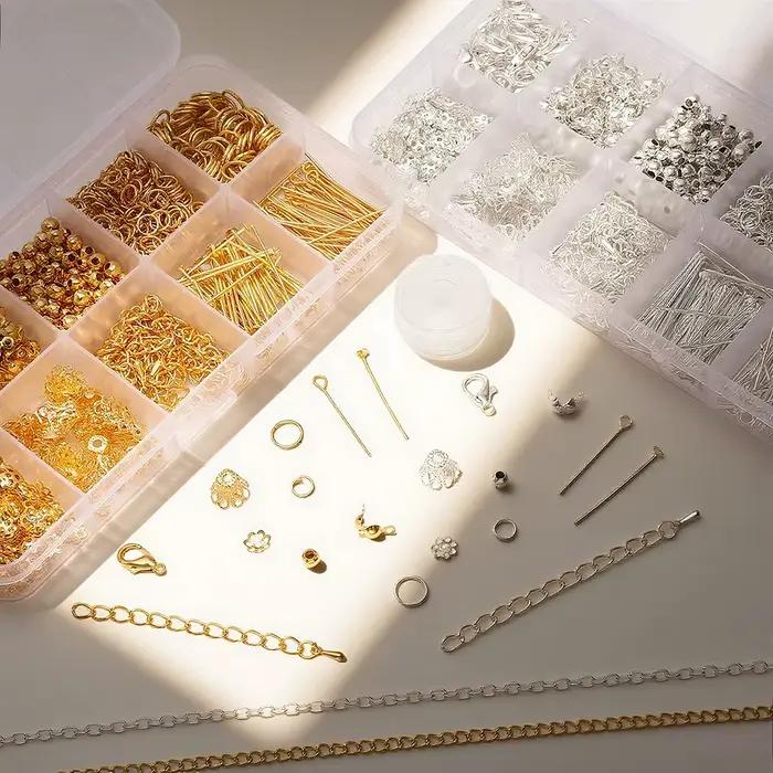 Kit de fabrication de bijoux, 10 grilles, 820 pièces, chaîne en alliage avec Types de fermoirs multi-connecteurs, professionnels pour bracelets, boucles d'oreilles, artisanat