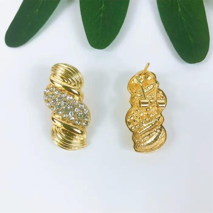 ESALE Ensemble de bijoux plaqué or tendance Dubaï, collier en zircon cubique pour femmes, bracelet et boucles d'oreilles, bijoux de mariage africains