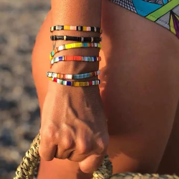 Lune fille coloré Miyuki Bracelets pour femme à la mode charme Wrap Tila Delica perles Boho Surf Pulseras Mujer bijoux livraison directe
