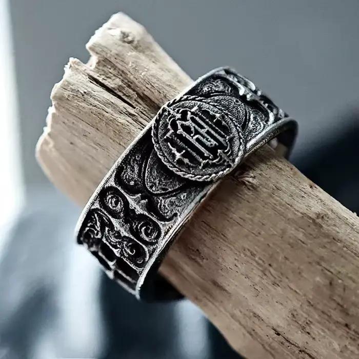 Bagues de château de couronne en Relief ajouré, couleur argent antique, personnalité rétro, pour femmes et hommes, bijoux gothiques à la mode d'halloween