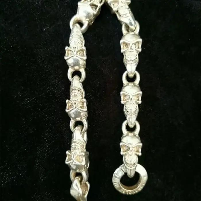Bracelet de luxe tibétain en argent pour hommes et femmes, crâne de bénédiction de dieu, porte-bonheur, mauvais esprits, cadeau personnalisé à la mode