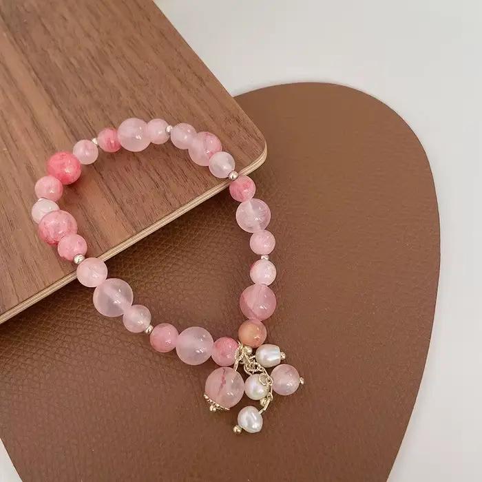 Bracelet en Pierre Naturelle et Clip Rose pour Femme, Bijou Énergétique Reiki, Prière, Bénédiction, Santé