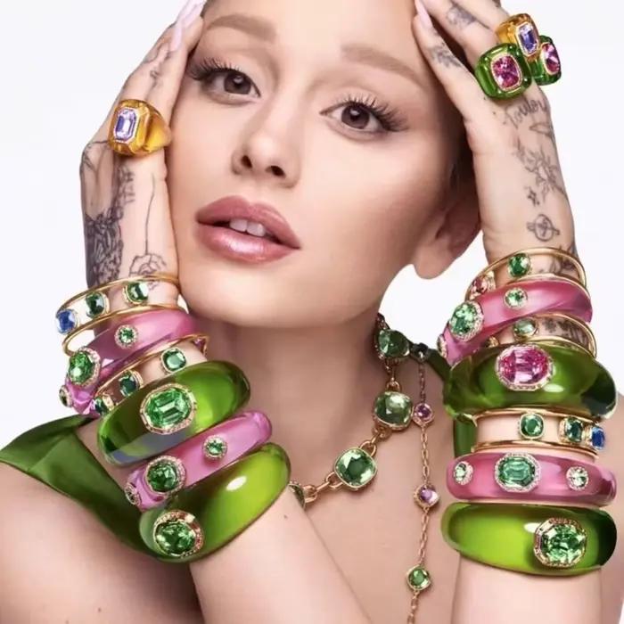 Bracelet en résine avec strass colorés, Design exagéré Unique, à la mode, exquis, multicolore, géométrique, circulaire, large