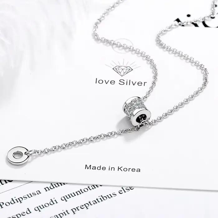 Collier et pendentif en argent sterling 925 avec zircone, perles porte-bonheur rotatives et pompons circulaires pour femme, cadeau, bijoux en argent sterling