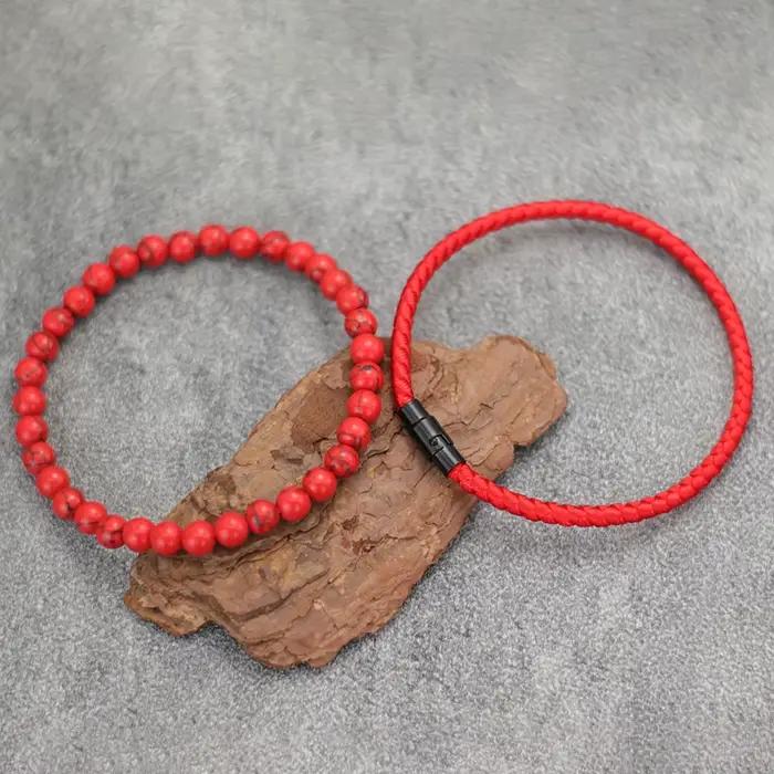 Hiphop hommes Bracelet ensemble 2 pièces 3 couleurs disponibles une Grade 4mm quille chaîne Braclet chanceux fil rouge Braslet Pulseras Tela Suerte