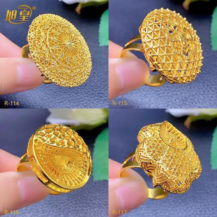 XUHUANG bijoux africains couleur or 24K grandes bagues pour femmes dubaï ethiopie luxe grand anneau adapté aux cadeaux de mariage et de fête