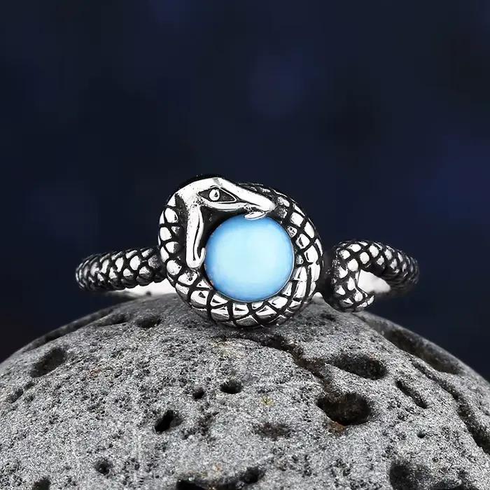 Bague de salle en acier inoxydable avec pierre de lune blanche alliance de mariage bijou pour homme et femme occasions spéciales anniversaires engagement romantique