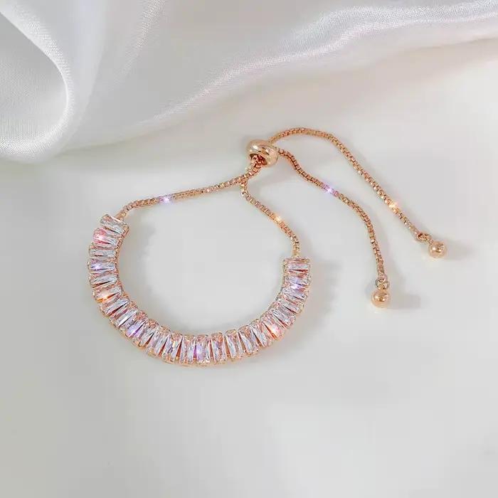 Bracelet plein de strass en acier inoxydable pour femmes, nouveau design brillant de luxe en Zircon réglable, bijoux cadeau, 2022