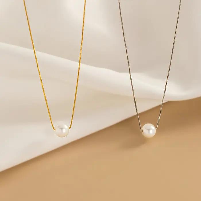 Collier de luxe en argent Sterling 925 pour femmes, pendentif en nacre blanche, 6MM 8MM 10MM, accessoires de bijoux de mariage