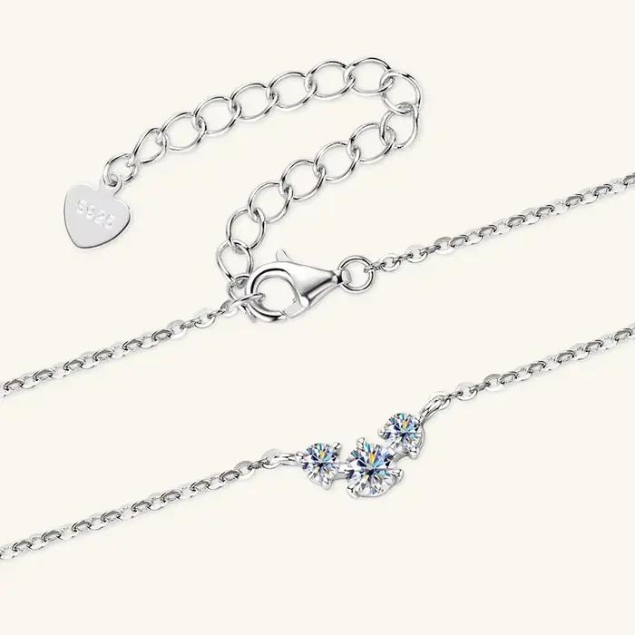 IOGOU-Collier pendentif en argent véritable 925 pour femme, collier Moissanite complet, bijoux tour de cou, 3 charbons, document D, VVl's