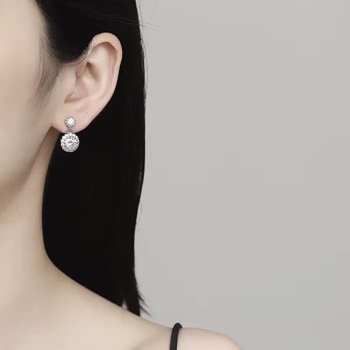 Boucles d'oreilles en argent sterling 925, bijoux brillants et magnifiques pour femmes, bijoux de mariage exquis, bijoux de fiançailles, zircon, cadeaux tendance