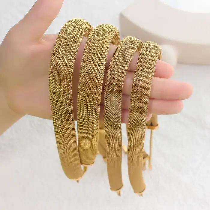 USENSET-Collier Rond en Maille Ajourée Plaqué Or pour Femme, Coréen, Acier Inoxydable, Hip Hop, Nouveau