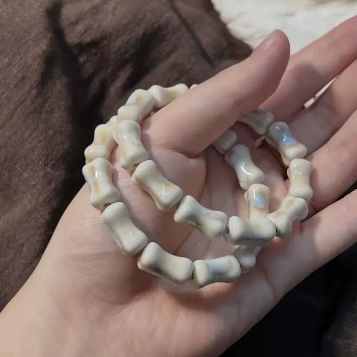 Bracelet en céramique non métallique élégant, petit bijou artisanal en os, bracelet tendance procédé de Jingdezhen, chaîne de main