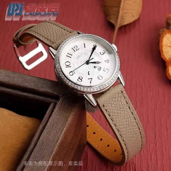 Pour Hermes H bracelet de montre en cuir véritable série HOUR cadran carré mince Orange confortable bracelet de montre en peau de vache souple 14mm 16mm 18mm