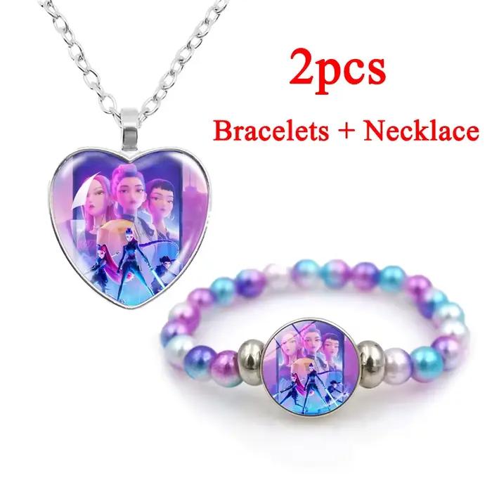 Ensemble tendance 2 pièces Demon Hunters : 1 bijou, collier et bracelet délicats, accessoire élégant pour le quotidien et les occasions festives