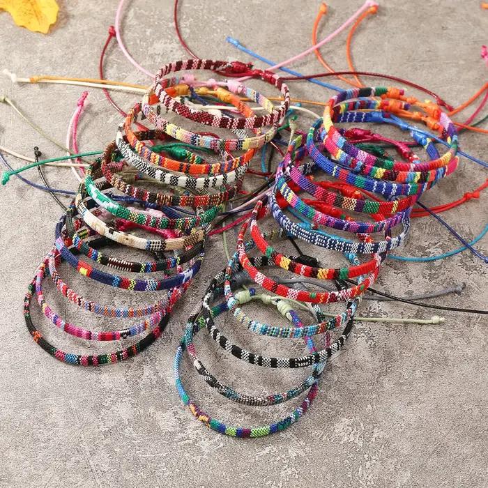 Ensemble de 24 bracelets de Style bohème pour femmes, Bracelet de Surf d'amitié en tissu coloré aléatoire pour hommes et femmes