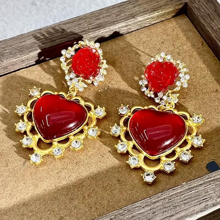Boucles d'oreilles classiques bordeaux, bijoux de luxe de grande taille pour femmes et filles, Design de Niche, cadeau élégant, Clips d'oreille pour dames, fête de Banquet