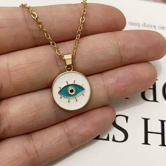 Collier pendentif mauvais œil en émail pour femme, gros bijoux turcs, tour de cou, colliers de la présidence, Clavicel EquiLucky, 1PC