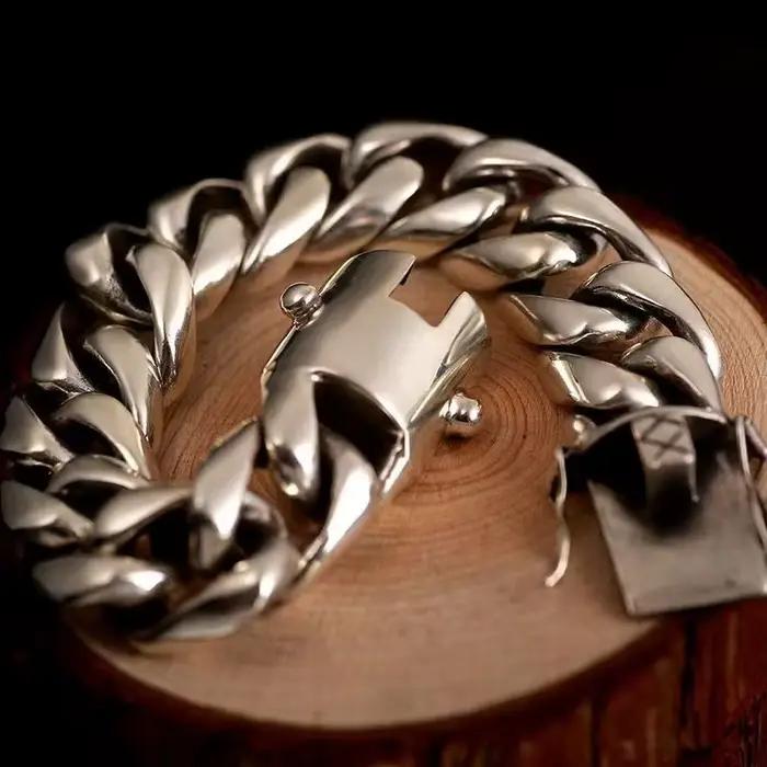 Bracelet en argent sterling S925 puissant, prix d'usine, pour homme, style punk, personnalité européenne et américaine, hip-hop, cadeau pour homme