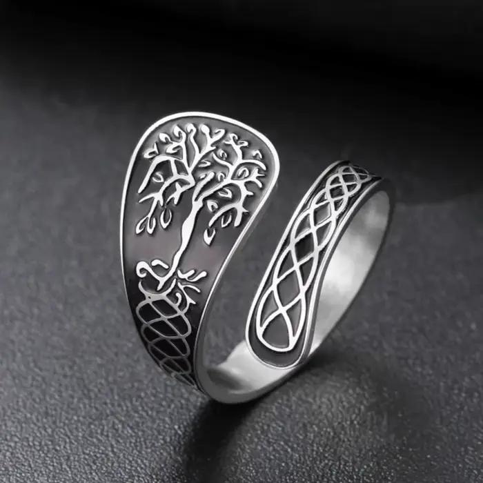 LIKGREAT – bague arbre de vie pour femmes et hommes, taille réglable, bande ouverte, guérison spirituelle, bijoux en acier inoxydable, cadeau Boho Hippie